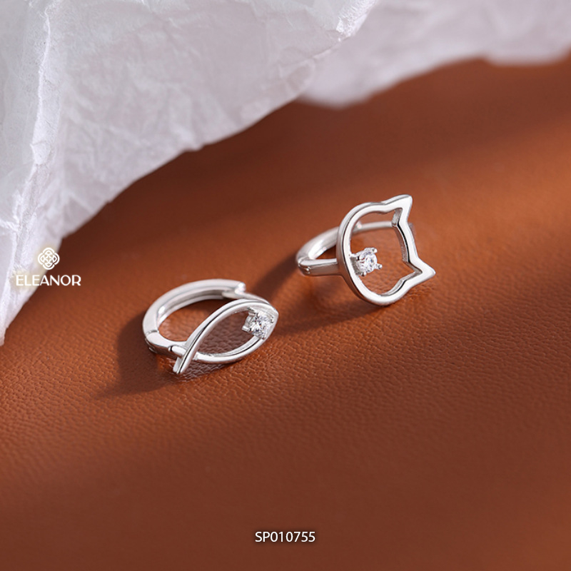 Bông tai nữ chuôi bạc 925 Eleanor Accessories hình cá mèo phụ kiện trang sức khuyên tai 10755
