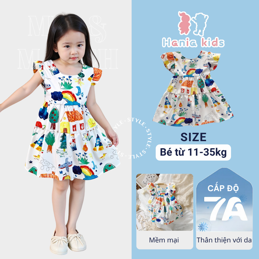 Váy Cho Bé Gái, Váy Nhiều Họa Tiết Cho Bé Gái  Chất Cotton Mát Mẻ  Dáng Suông Dễ Thương Mặc Hè Cực Xinh