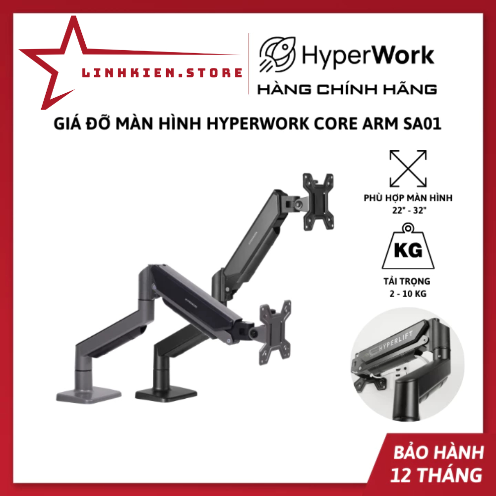 Giá đỡ màn hình Hyperwork Core Arm SA01 - Phù hợp màn 22 - 32