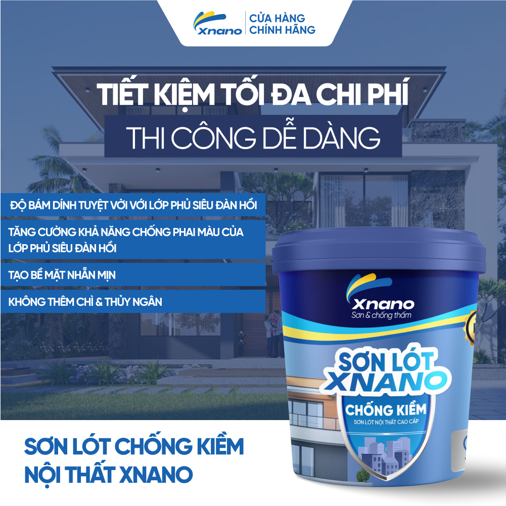 Sơn Lót Chống Kiềm Nội Thất XNANO – Cao Cấp, Chống Ẩm Mốc, Bám Dính Tốt – 5L & 18L | Bảo Hành 5 Năm | XNANO