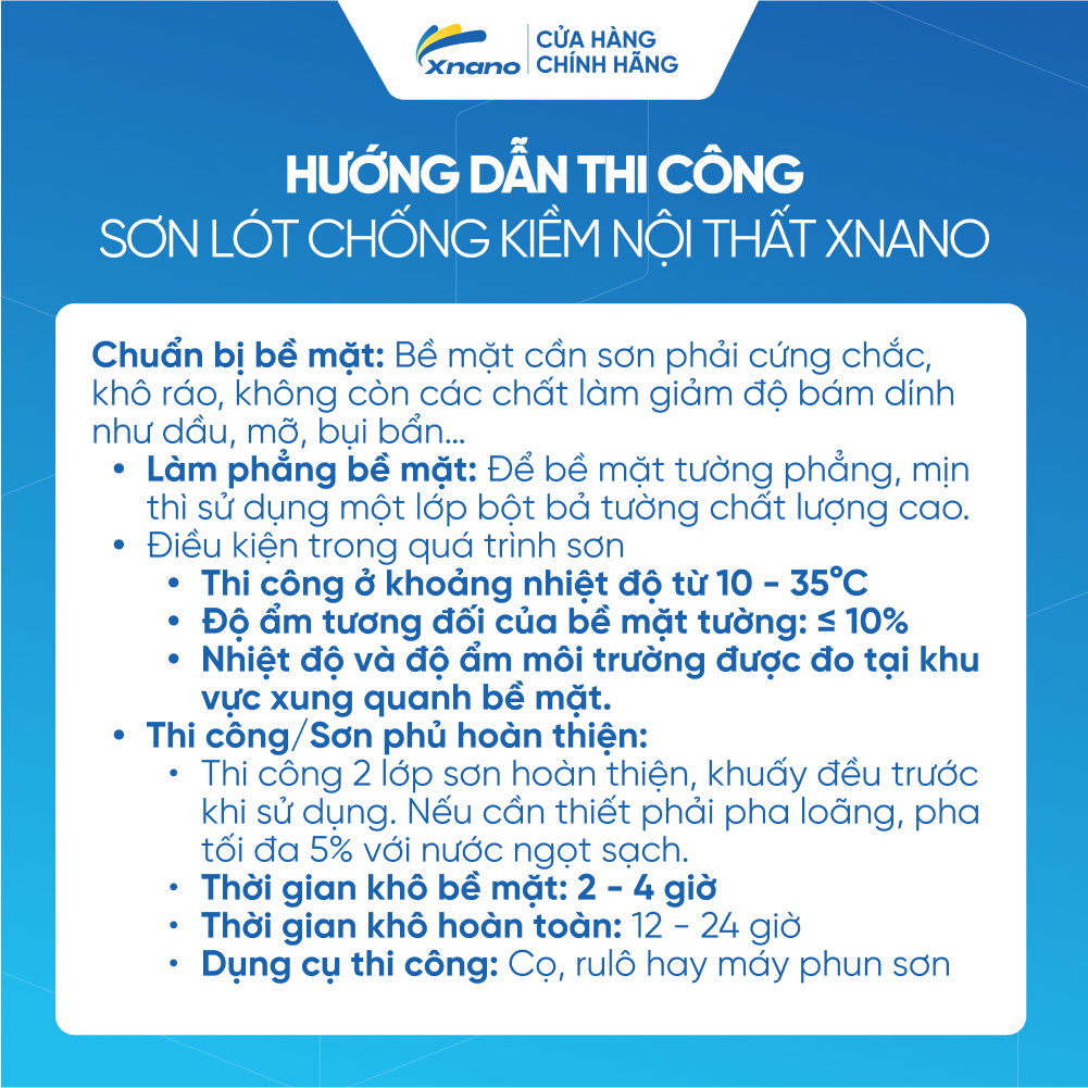 Sơn Lót Chống Kiềm Nội Thất XNANO – Cao Cấp, Chống Ẩm Mốc, Bám Dính Tốt – 5L & 18L | Bảo Hành 5 Năm | XNANO