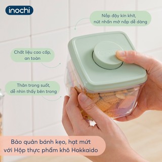 Bộ 4 hộp đựng thực phẩm khô Hokkaido Inochi - nắp kín chân không, kháng khuẩn, thiết kế trong suốt tiện lợi