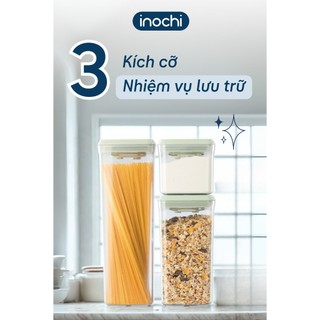 Bộ 4 hộp đựng thực phẩm khô Hokkaido Inochi - nắp kín chân không, kháng khuẩn, thiết kế trong suốt tiện lợi