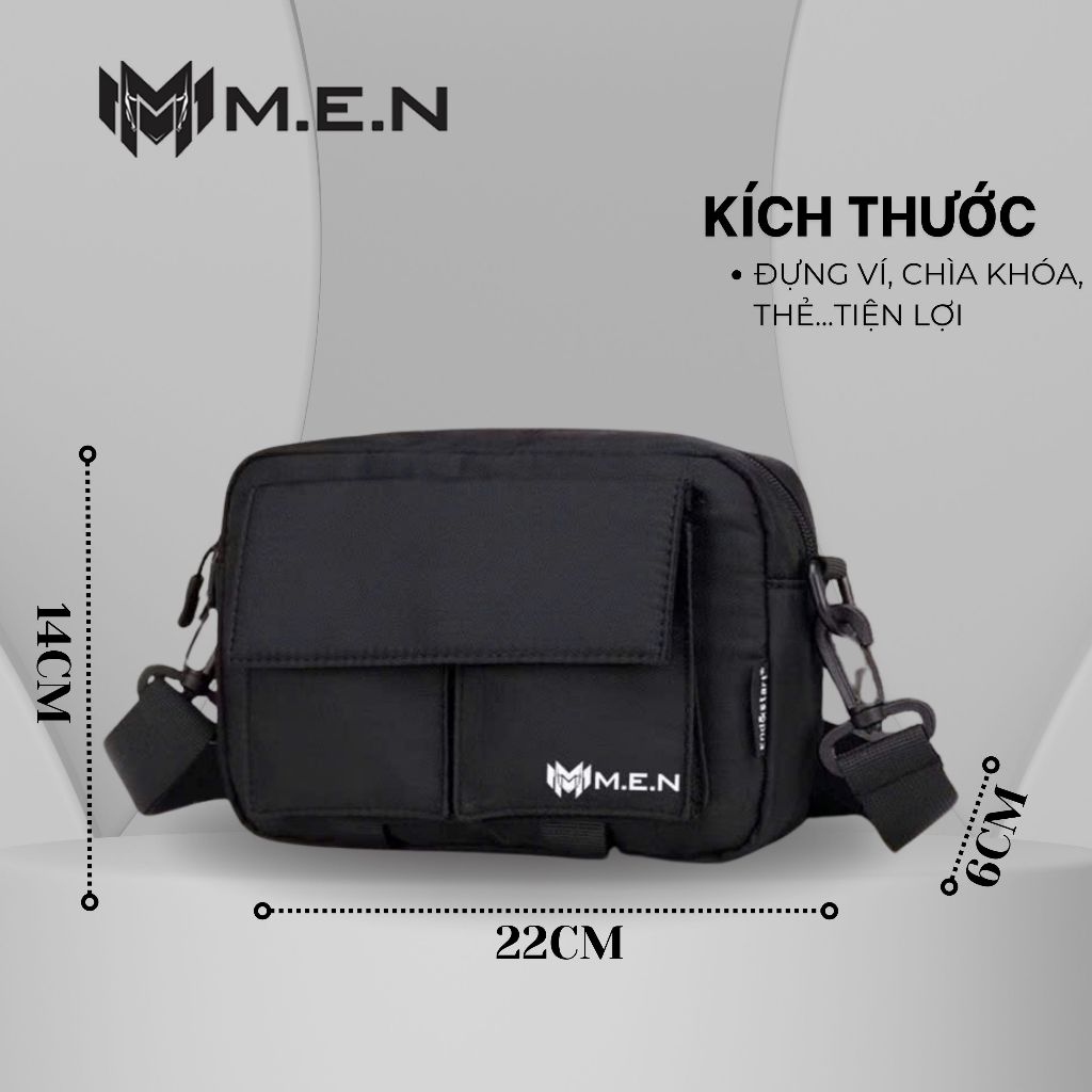 {HCM} Túi đeo chéo nam trơn Men đen ngầu coolbag kiểu dáng đi chơi phượt 5 ngăn