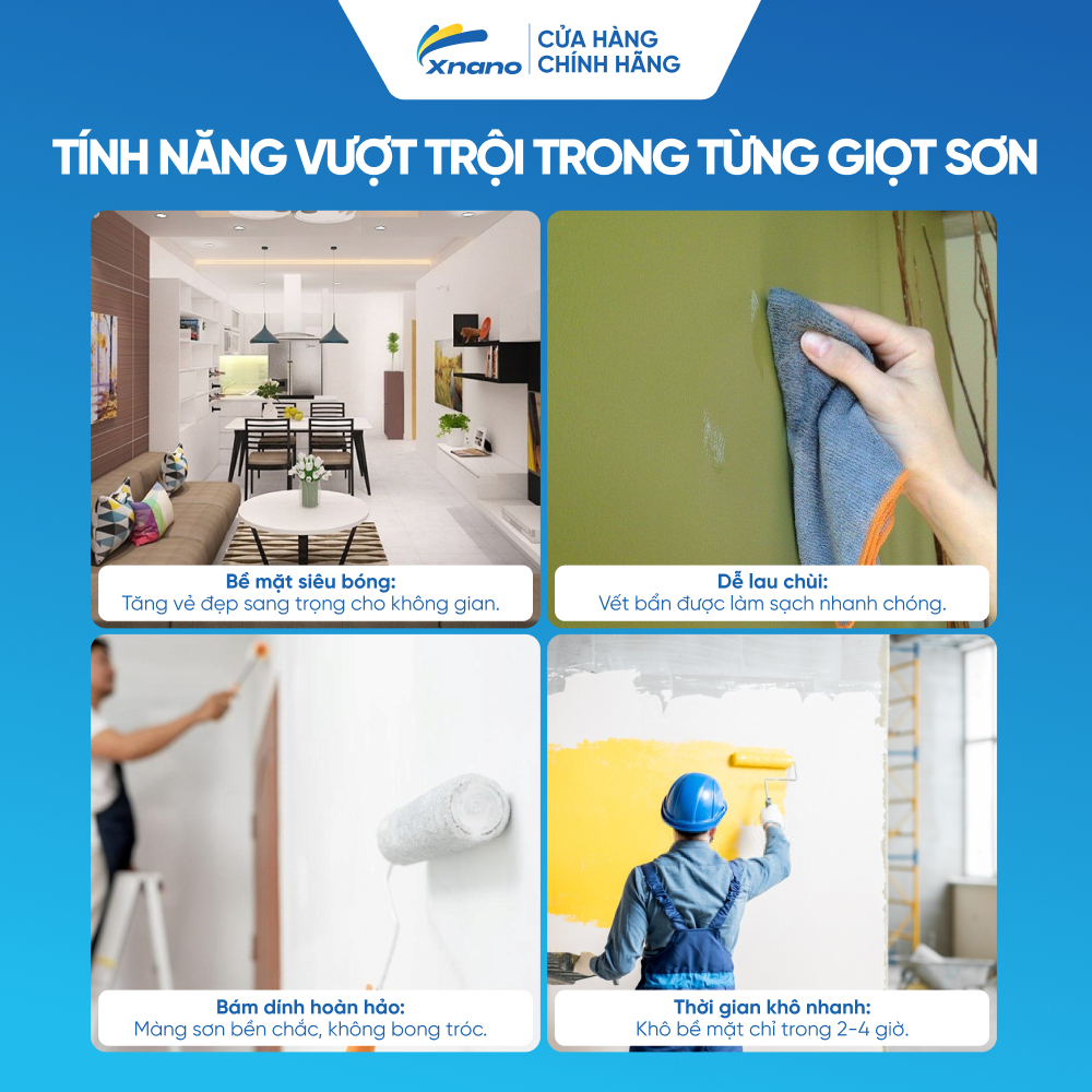 Sơn Mịn Nội Thất XNANO – Cao Cấp, Chống Ẩm Mốc, Bám Dính Tốt – 5L & 18L | Bảo Hành 5 Năm