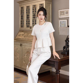 MARC FASHION Áo Cổ Tròn Nhún Eo Cơ Bản - FAAK102525