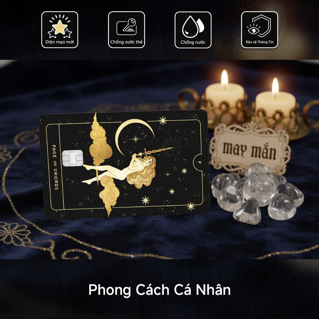 Miếng Dán Trang Trí TAROT SWORDS (BỘ 3) - Sticker Thẻ ATM (Thẻ Chung Cư, Thẻ Xe, Debit, Credit) NF2