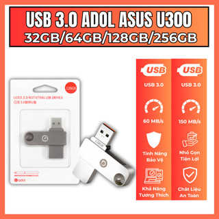 USB 3.0 ADOL U300 32GB/64GB/128GB/256GB BH – Dạng Kim Loại Xoay 360° Lưu Trữ Dữ Liệu