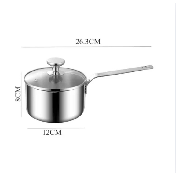 Quánh Chảo 12-18Cm + Nắp KINSGEM by Chockmen Inox Dày Dặn Quánh Nấu Cháo Ăn Dặm Nấu Đun Mỳ Dùng Từ