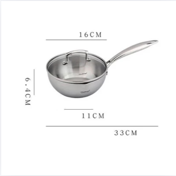 Quánh Chảo 12-18Cm + Nắp KINSGEM by Chockmen Inox Dày Dặn Quánh Nấu Cháo Ăn Dặm Nấu Đun Mỳ Dùng Từ