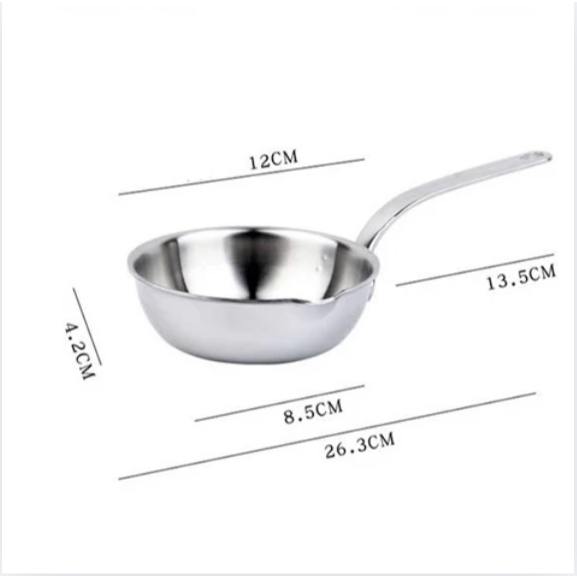 Quánh Chảo 12-18Cm + Nắp KINSGEM by Chockmen Inox Dày Dặn Quánh Nấu Cháo Ăn Dặm Nấu Đun Mỳ Dùng Từ