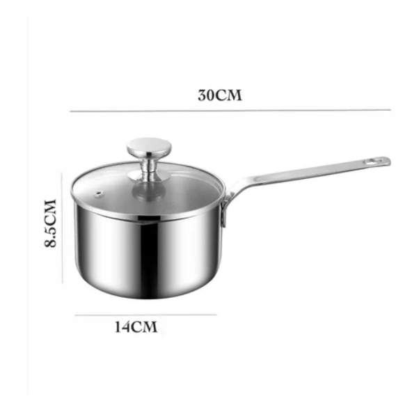 Quánh Chảo 12-18Cm + Nắp KINSGEM by Chockmen Inox Dày Dặn Quánh Nấu Cháo Ăn Dặm Nấu Đun Mỳ Dùng Từ