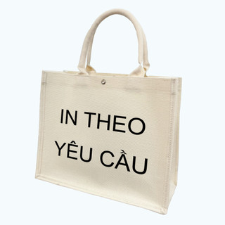 Túi vải sợi đay in hình theo yêu cầu phong cách vitage thời trang đựng vừa a4 - tdayyeucau