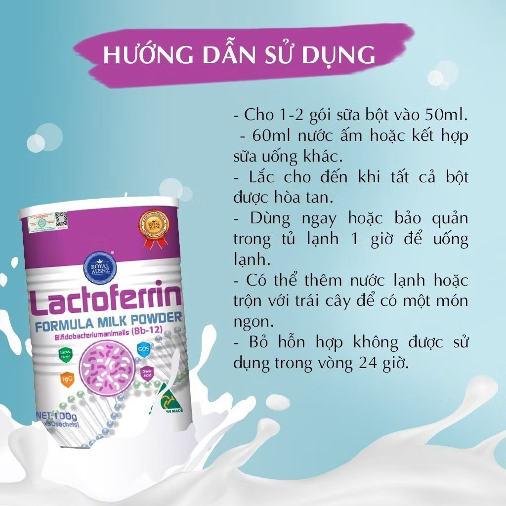 Lactoferrin Hồng Hoàng Gia Úc Tăng Cường Sức Đề Kháng Cho Bé Hộp 50 gói x 2g