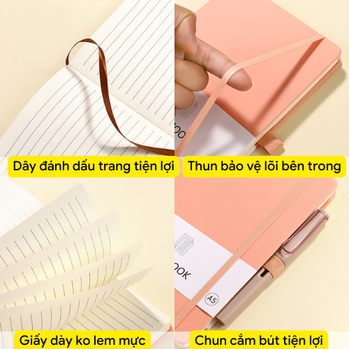 Sổ A5 Bìa Cứng, Sổ Tay Ghi Chép Tiện Lợi A6, Sổ Tay Bìa Vải 200 Trang, Ghi Nhật Ký Hằng Ngày
