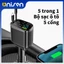 Unisen Bộ sạc ô tô Sạc nhanh USB Type C & Lightning Cáp thu gọn 5 trong 1 PD 130W