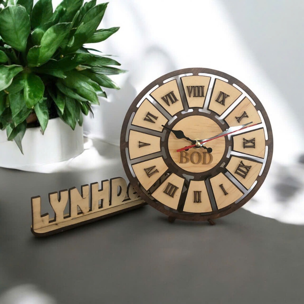 ĐỒNG HỒ GỖ LA MÃ ĐỂ BÀN (ĐK 20CM) LÀM QUÀ TẶNG | LYNHDECOR Miễn Phí khắc logo,in UV theo yêu cầu