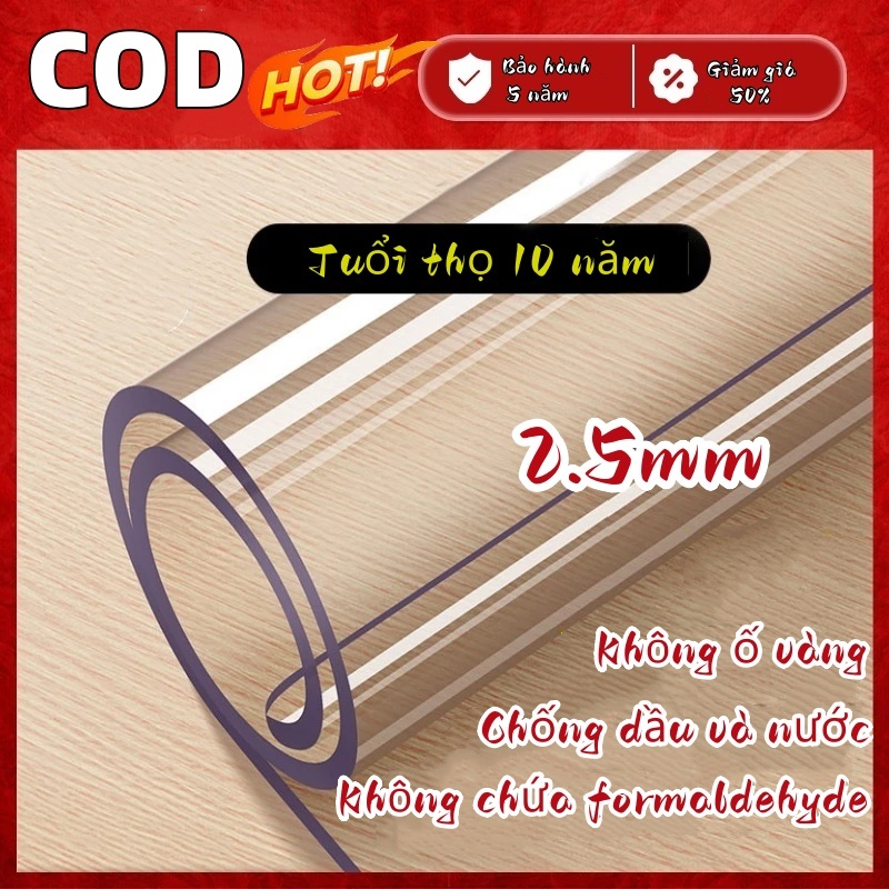 【Siêu dày】Tấm lót bàn trong suốt Khăn trải bàn bằng nhựa PVC Tấm lót bàn ăn Tấm lót chống trượt Chống dầu Lót Bàn