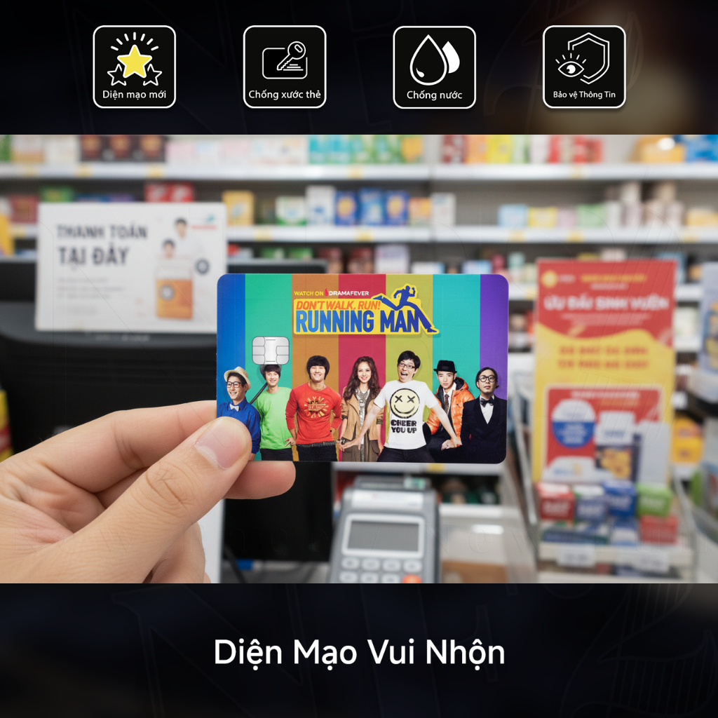 Miếng Dán Trang Trí RUNNING MAN - Sticker Thẻ ATM (Thẻ Chung Cư, Thẻ Xe, Debit, Credit) NF2