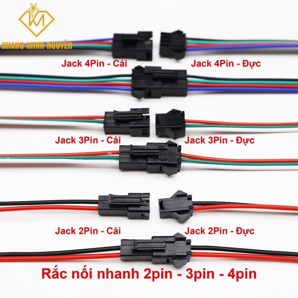 (Combo 10 cái) Jack nối, rắc nối nhanh 2pin | 3pin | 4pin dài 10-15cm dùng cho các thiết bị điện tử