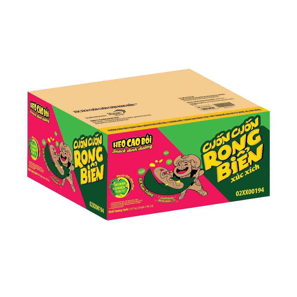 Xúc Xích Tiệt Trùng Heo Cao Bồi Cuốn Cuốn Rong Biển Gói X (3Cây X 13Gr + 1Gói Xốt 5.5Gr + 1Gói Rong Biển 2Gr + 1Gói Hạt