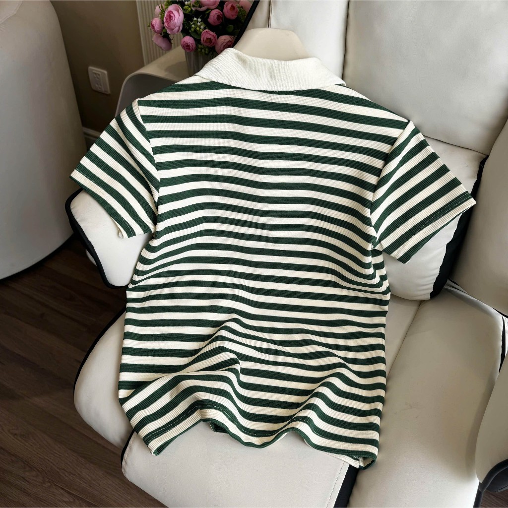 Áo Polo Mirage Sọc Màu Xanh Lá Thanh Lịch, Bắt Mắt Local Brand Chất Cotton Mềm Mịn.