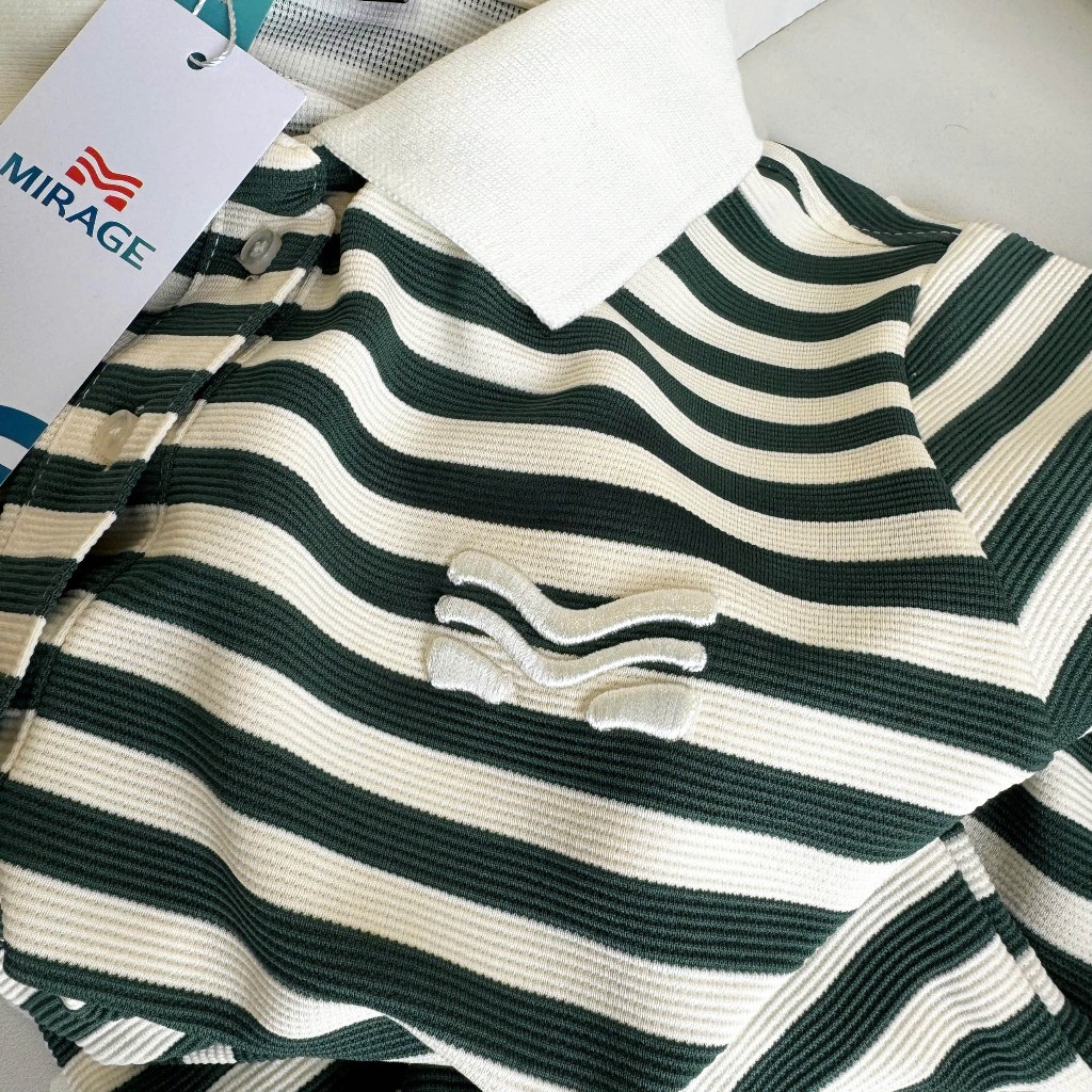 Áo Polo Mirage Sọc Màu Xanh Lá Thanh Lịch, Bắt Mắt Local Brand Chất Cotton Mềm Mịn.