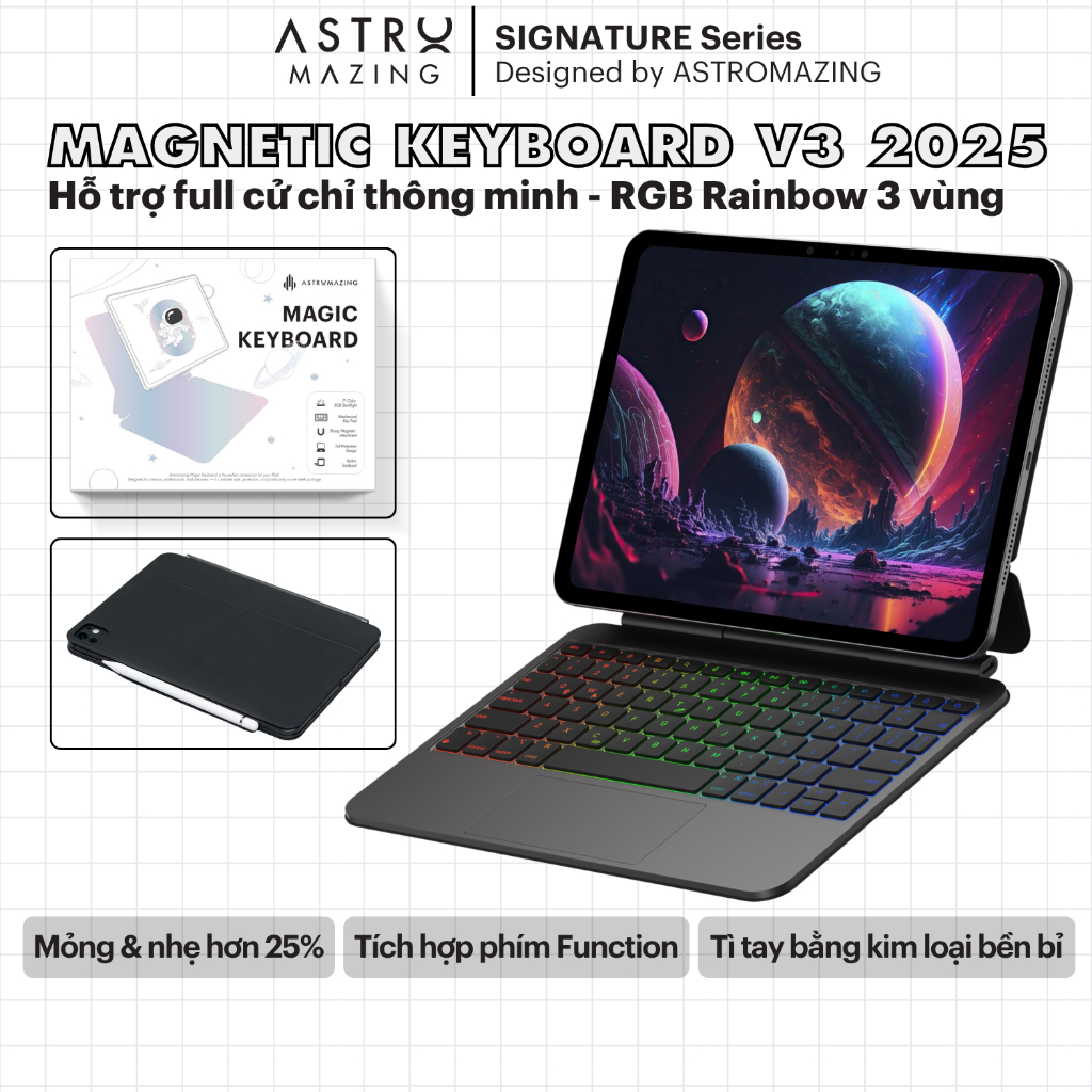 [Magnetic V3 Keyboard] Bao da bàn phím AstroMazing Pro Magic Keyboard dành cho 11 12.9 Air 4 5 10