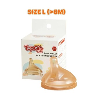 Núm ti Topgiakids Cổ rộng  Thay Bình Thủy Tinh silicon siêu mềm, thiết kế chống sặc cao cấp,núm thay thế   (1c/hộp)