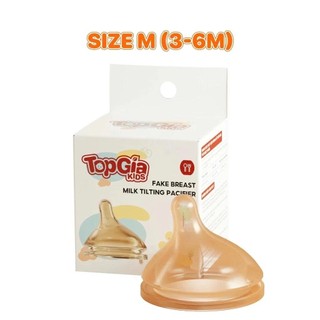 Núm ti Topgiakids Cổ rộng  Thay Bình Thủy Tinh silicon siêu mềm, thiết kế chống sặc cao cấp,núm thay thế   (1c/hộp)