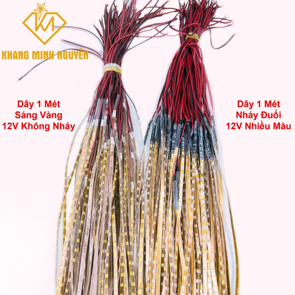 (Combo 2 Dây 1 mét-12V)Đèn led dây 2835 120bóng/mét,chống nước,Chớp đuổi 7 màu.