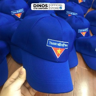 Mũ Nón Kết Đoàn Thanh Niên Dinos Form Chuẩn, Vải Kaki, Màu Xanh, Thêu Logo