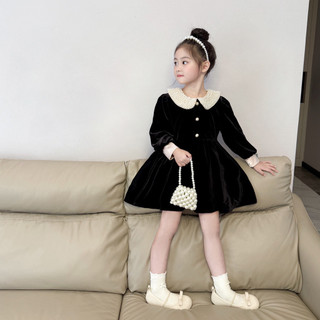 order quảng châu- váy nhung đen dịu dàng viền cổ ngọc cho bé