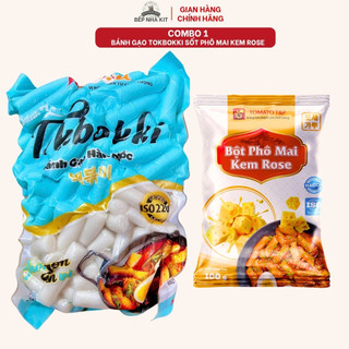 Combo Kit Yêu Bánh Gạo Hàn Quốc Sốt Phô Mai Bột Phô Mai Kem Rose, Bánh Gạo Sốt Gochujang Hàn Quốc