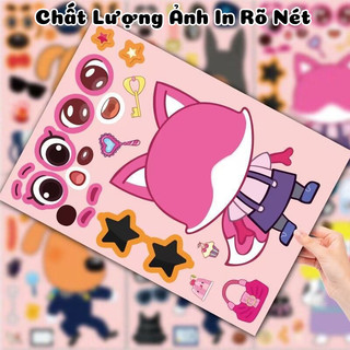 Set 8 Tranh Dán Hình Cảnh Sát Trưởng Labrador, Kuromi, Tung Tung, Sprunki Ngộ Nghĩnh Cho Bé - Đồ Chơi Dán Hình Thủ Công