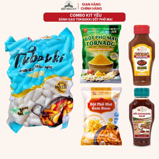 Combo Kit Yêu Bánh Gạo Hàn Quốc Sốt Phô Mai Bột Phô Mai Kem Rose, Bánh Gạo Sốt Gochujang Hàn Quốc