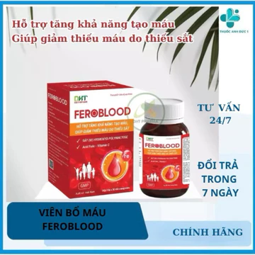 Viên Bổ Máu Feroblood- Hỗ Trợ Tăng Khả Năng Tạo Máu, Giảm Thiếu Máu Do Thiếu Sắt. Hộp 30 viên