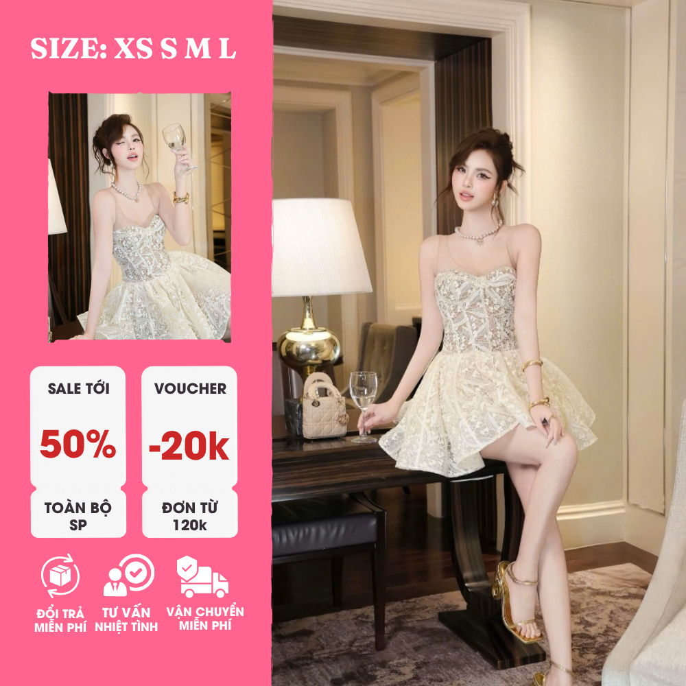 Đầm Ren Thêu Nổi Xòe Ngắn Tiểu Thư – Sang Trọng, Nữ Tính Và Quyến Rũ Như Nàng Thơ