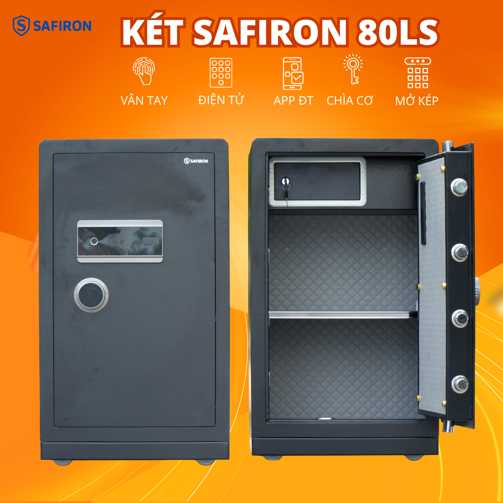 [BH 6 NĂM] Két Sắt Thông Minh Safiron 80LS Vân Tay Điện Tử Kết Nối APP Điện Thoại