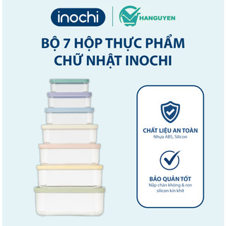 Bộ 7 hộp thực phẩm chữ nhật Inochi Hokkaido - nắp kín khí giữ thực phẩm tươi ngon, an toàn sức khỏe