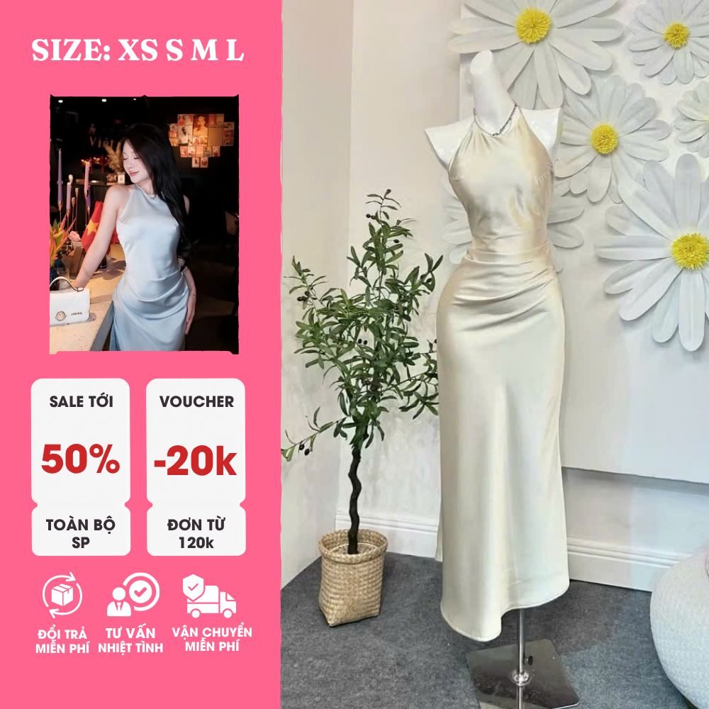 Đầm Lụa Hở Lưng Nút Bọc Xếp Ly Eo – Thanh Lịch, Gợi Cảm Và Tinh Tế Chuẩn Nàng Thơ