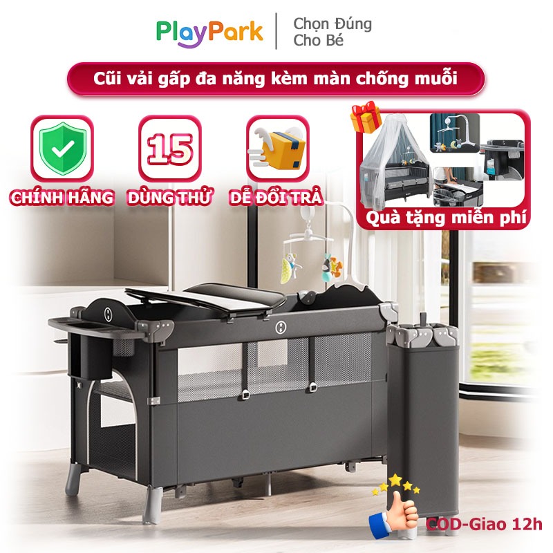 Nôi cũi vải cho bé，Phiên bản nâng cấp có bánh xe, đa chức năng và có thể gấp lại, có màn chống muỗi.