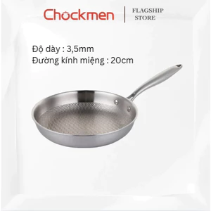 Chảo Tổ Ong, Chảo Toe KINSGEM by Chockmen Inox 18/10 Size 20-22-24-28Cm Dày Dặn Đáy Liền Dùng Từ