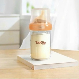 Bình sữa thuỷ tinh cao cấp Topgia 180ml và núm ti silicon siêu mềm chống sặc giảm đầy hơi sẵn hàng giao hỏa tốc  2h hcm