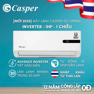 [Shopee - Lắp đặt 0Đ HN HCM] Máy lạnh/ Điều hòa Casper Inverter ProAir 1 chiều 1HP GC-09IB36 - Bảo hành 3 năm