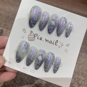 437. nailbox tráng gương cực quang tím, gel nổi tráng bạc