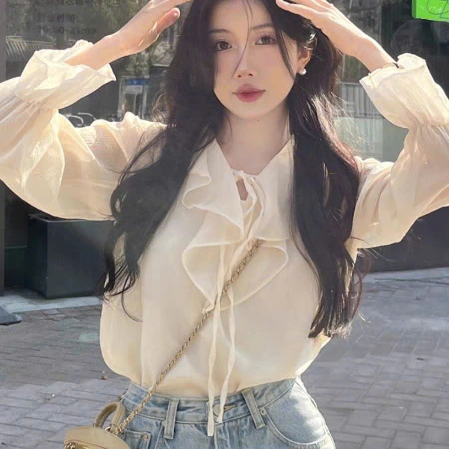 Áo Sơ Mi Nữ Dài Tay Chất Tơ Mềm Mại 2 Lớp Tay Phồng Cổ Viền Phong Cách Tiểu Thư Xinh Xắn TL.Online Shop SM009