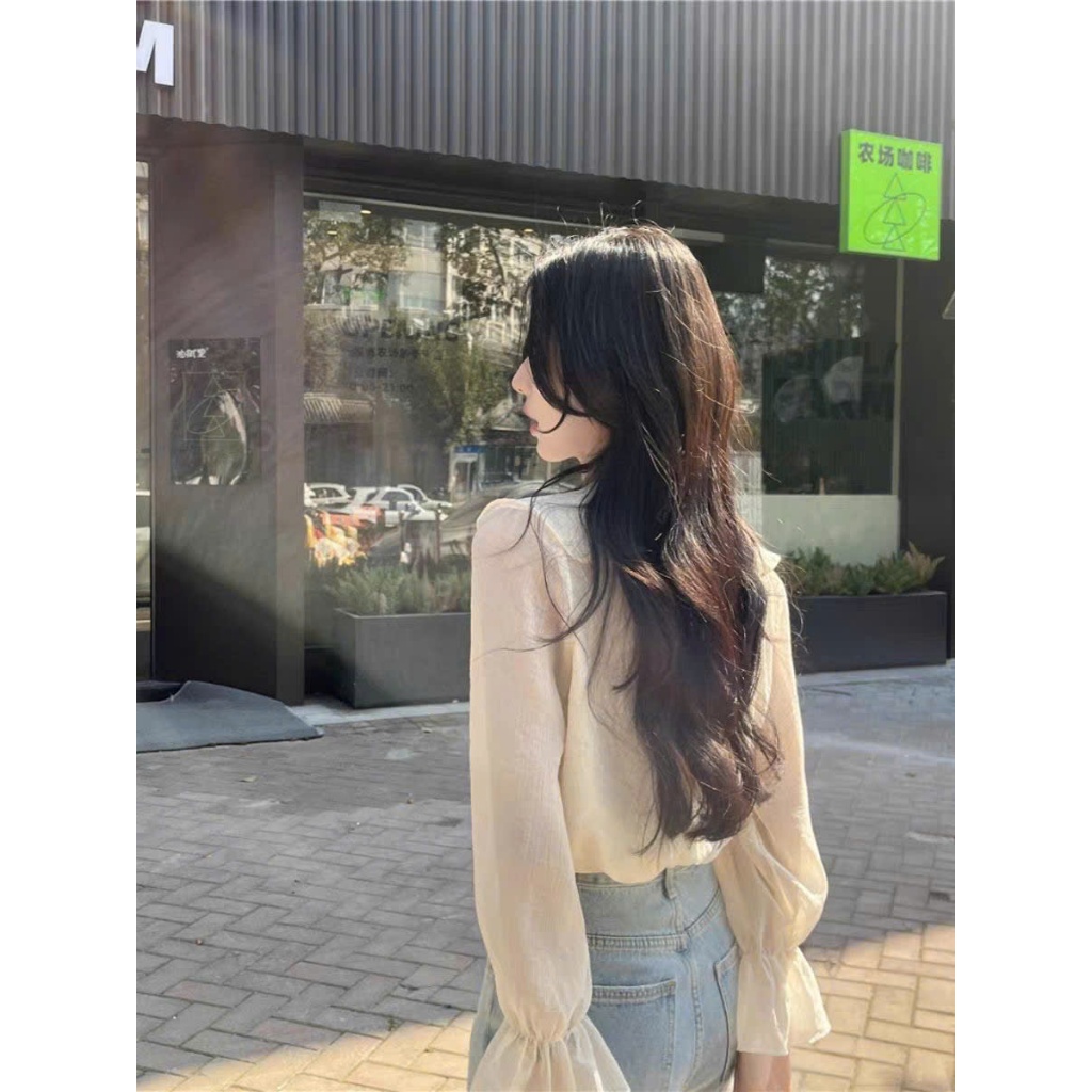 Áo Sơ Mi Nữ Dài Tay Chất Tơ Mềm Mại 2 Lớp Tay Phồng Cổ Viền Phong Cách Tiểu Thư Xinh Xắn TL.Online Shop SM009