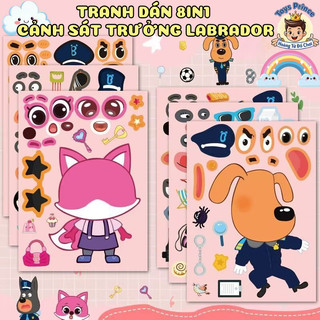 Set 8 Tranh Dán Hình Cảnh Sát Trưởng Labrador, Minecraft, Tung Tung, Sprunki, Kuromi ,Sanrio Cho Bé Vui Chơi, Sáng Tạo