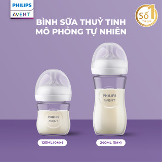 Bình Sữa Thủy Tinh Mô Phỏng Tự Nhiên 120ml/ 240ml Philips Avent Natural Response